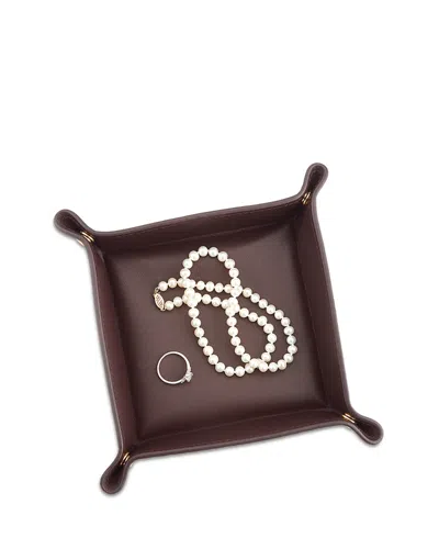 Royce New York Travel Leather Catchall Valet Tray In Burgundy