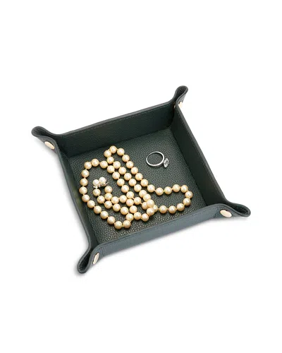 Royce New York Travel Leather Catchall Valet Tray In Dark Green