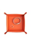 Royce New York Travel Leather Catchall Valet Tray In Orange
