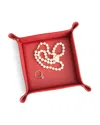 Royce New York Travel Leather Catchall Valet Tray In Red