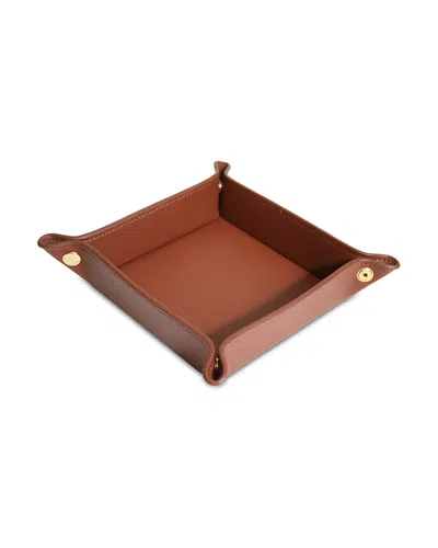 Royce New York Travel Leather Catchall Valet Tray In Tan