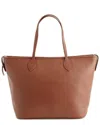 Royce New York Pebble Grain Leather Wide Tote In Brown