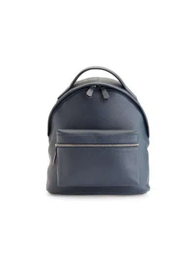 Royce New York Women's Compact Leather Backpack In Navy