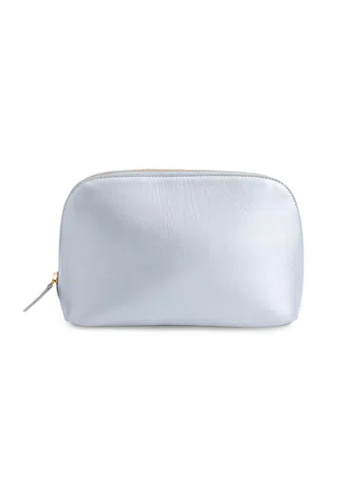 Royce New York Women's Leather Cosmetic Bag In Silver
