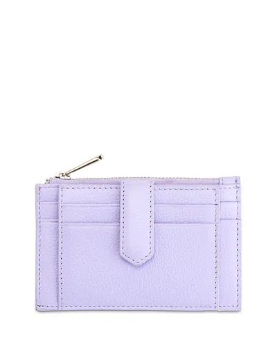 Royce New York Zippered Compact Card Case Wallet In Purple