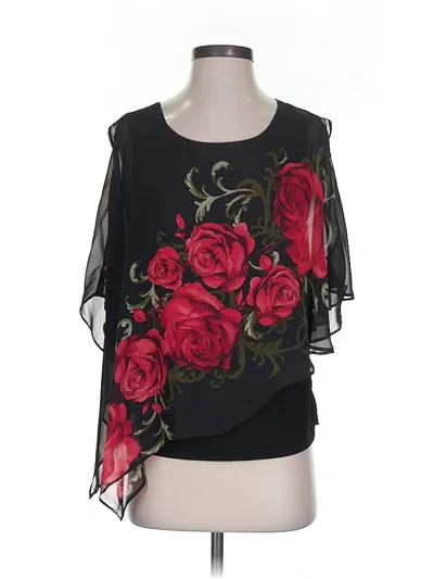 Pre-owned Roz & Ali 3/4 Sleeve Blouse In Black