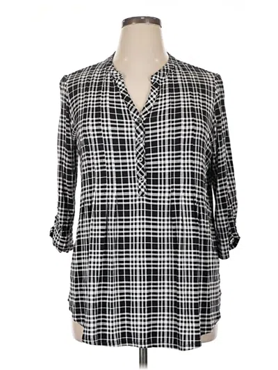 Pre-owned Roz & Ali 3/4 Sleeve Blouse In Black