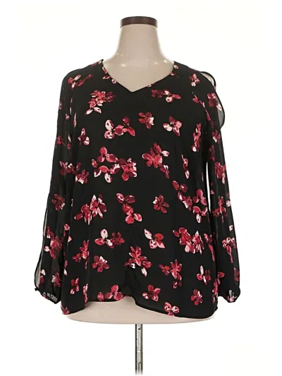 Pre-owned Roz & Ali 3/4 Sleeve Blouse In Black