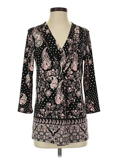 Pre-owned Roz & Ali 3/4 Sleeve Blouse In Black