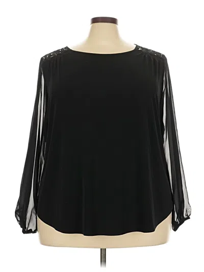 Pre-owned Roz & Ali 3/4 Sleeve Blouse In Black