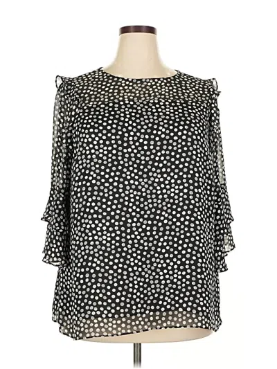 Pre-owned Roz & Ali 3/4 Sleeve Blouse In Black