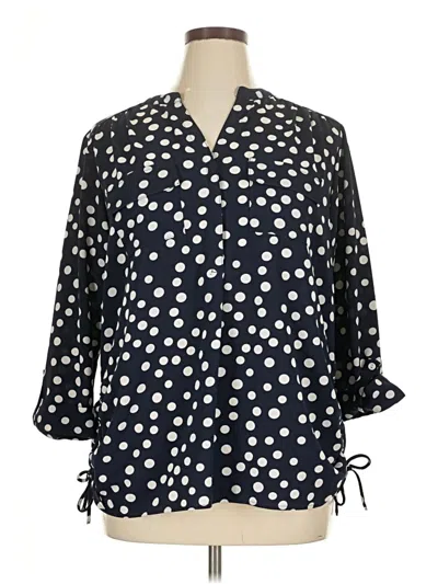 Pre-owned Roz & Ali 3/4 Sleeve Blouse In Black