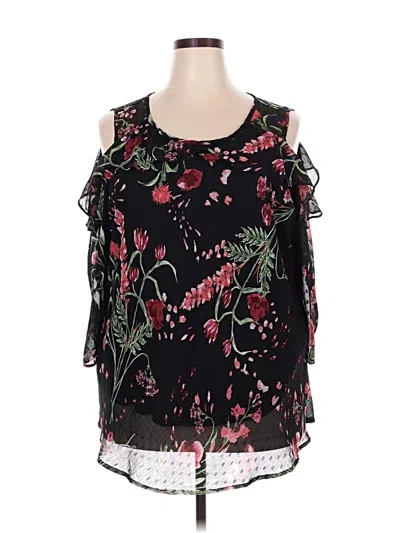Pre-owned Roz & Ali 3/4 Sleeve Blouse In Black