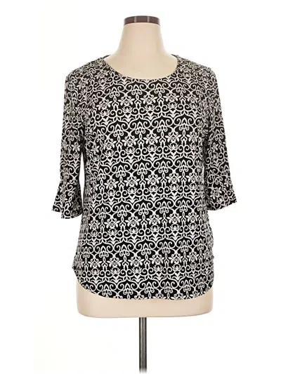 Pre-owned Roz & Ali 3/4 Sleeve Blouse In Black
