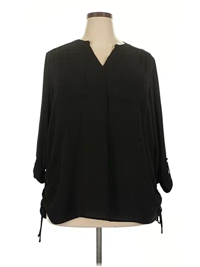 Pre-owned Roz & Ali 3/4 Sleeve Blouse In Black