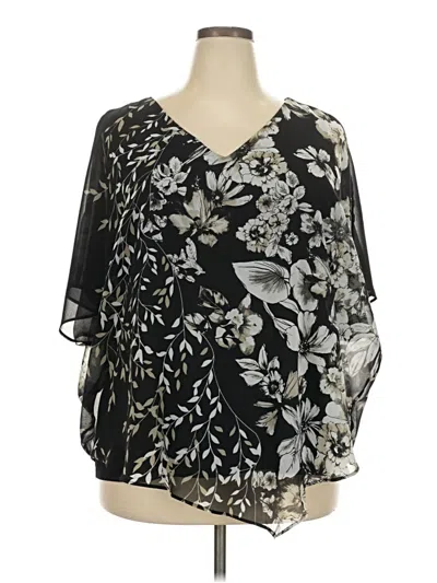 Pre-owned Roz & Ali 3/4 Sleeve Blouse In Black