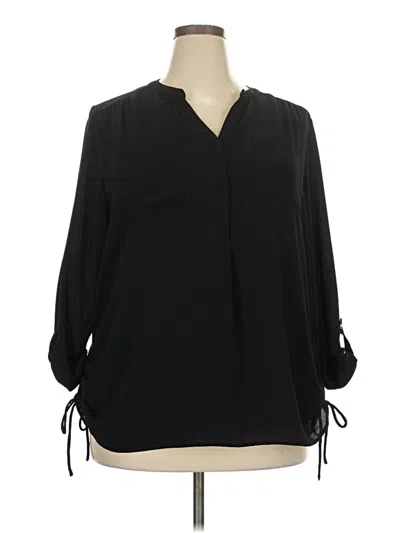 Pre-owned Roz & Ali 3/4 Sleeve Blouse In Black