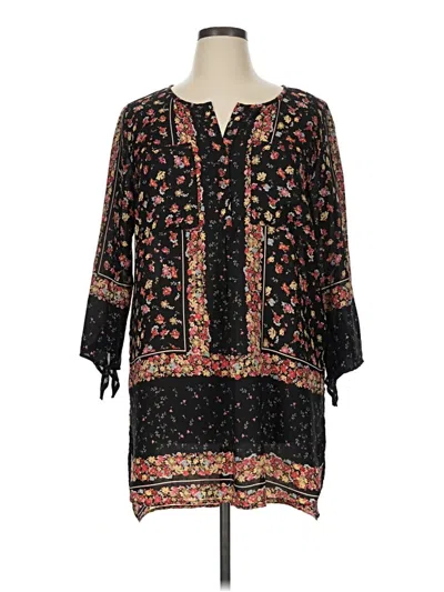 Pre-owned Roz & Ali 3/4 Sleeve Blouse In Black