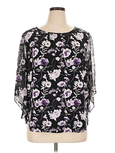 Pre-owned Roz & Ali 3/4 Sleeve Blouse In Black