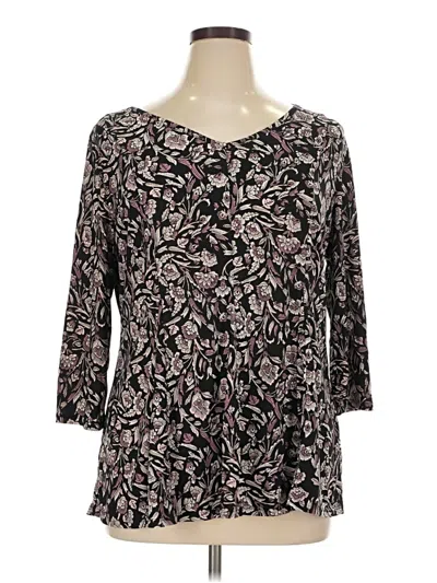 Pre-owned Roz & Ali 3/4 Sleeve Blouse In Black