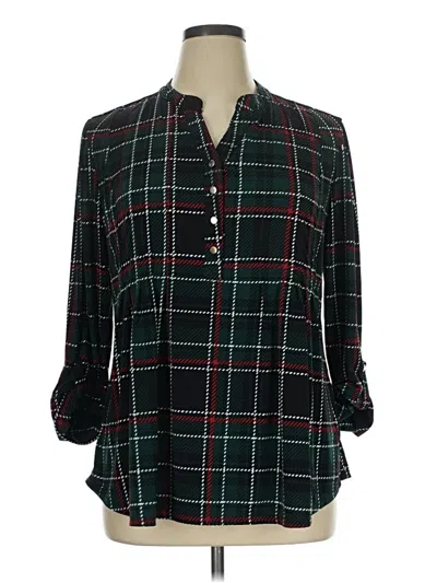 Pre-owned Roz & Ali 3/4 Sleeve Blouse In Black