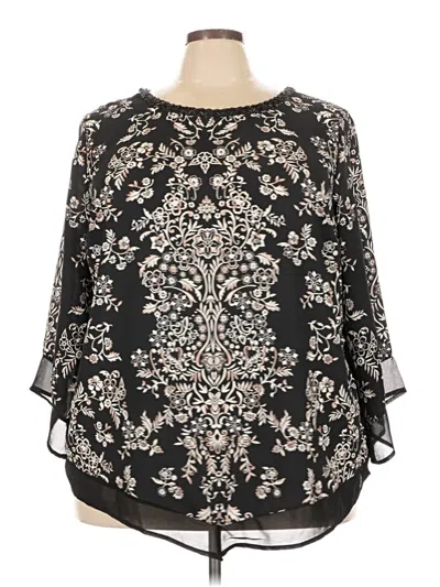 Pre-owned Roz & Ali 3/4 Sleeve Blouse In Black
