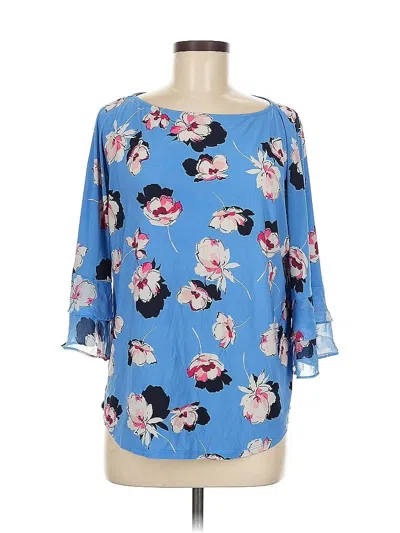 Pre-owned Roz & Ali 3/4 Sleeve Blouse In Blue