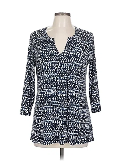 Pre-owned Roz & Ali 3/4 Sleeve Blouse In Blue