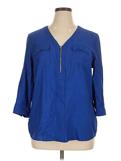 Pre-owned Roz & Ali 3/4 Sleeve Blouse In Blue