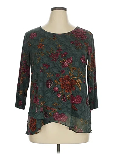 Pre-owned Roz & Ali 3/4 Sleeve Blouse In Blue