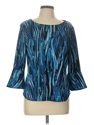 Pre-owned Roz & Ali 3/4 Sleeve Blouse In Blue