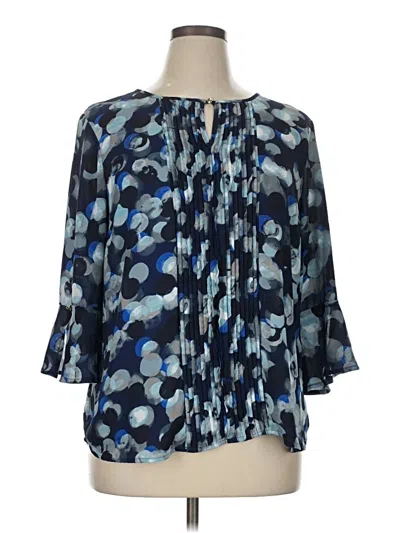Pre-owned Roz & Ali 3/4 Sleeve Blouse In Blue