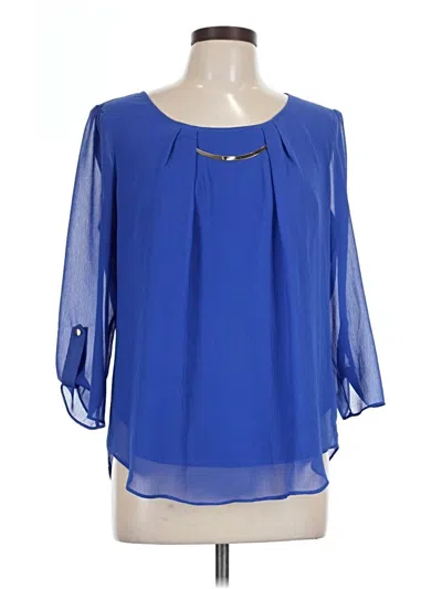 Pre-owned Roz & Ali 3/4 Sleeve Blouse In Blue