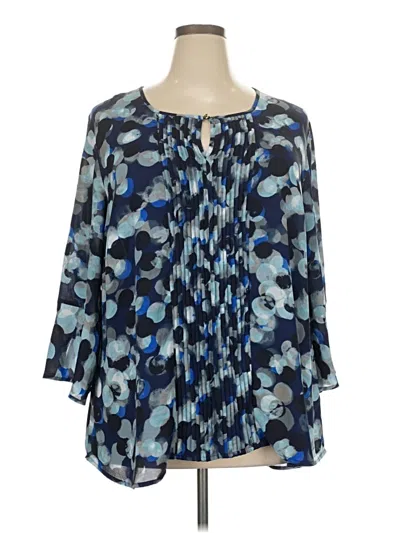 Pre-owned Roz & Ali 3/4 Sleeve Blouse In Blue