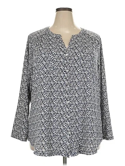 Pre-owned Roz & Ali 3/4 Sleeve Blouse In Blue