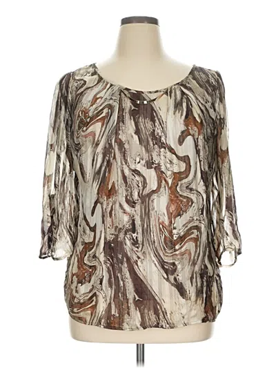 Pre-owned Roz & Ali 3/4 Sleeve Blouse In Brown