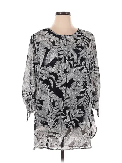 Pre-owned Roz & Ali 3/4 Sleeve Blouse In Gray