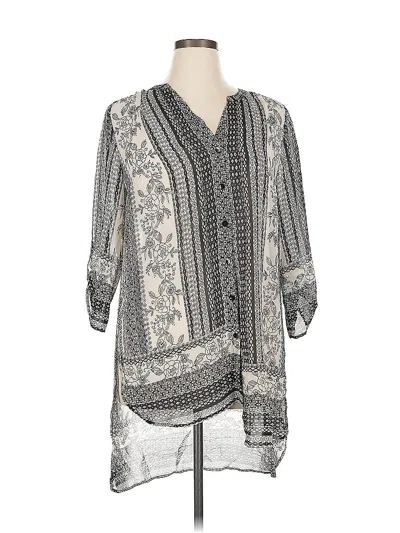 Pre-owned Roz & Ali 3/4 Sleeve Blouse In Gray