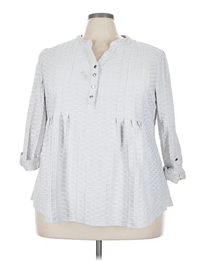 Pre-owned Roz & Ali 3/4 Sleeve Blouse In Gray