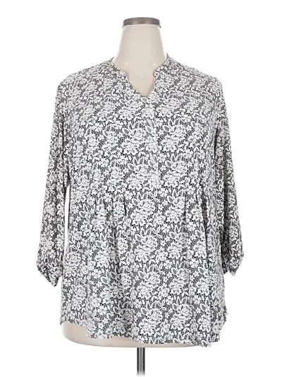 Pre-owned Roz & Ali 3/4 Sleeve Blouse In Gray