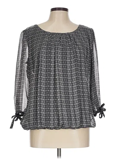 Pre-owned Roz & Ali 3/4 Sleeve Blouse In Gray