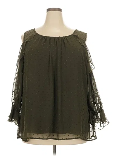 Pre-owned Roz & Ali 3/4 Sleeve Blouse In Green