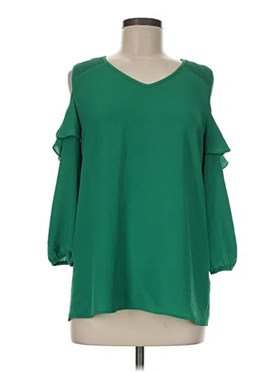 Pre-owned Roz & Ali 3/4 Sleeve Blouse In Green