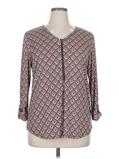Pre-owned Roz & Ali 3/4 Sleeve Blouse In Green