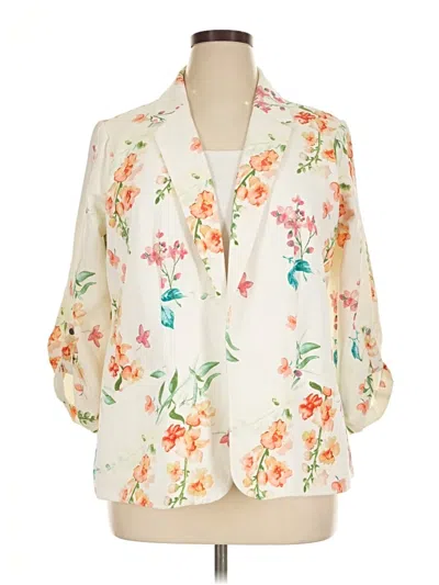 Pre-owned Roz & Ali 3/4 Sleeve Blouse In Ivory