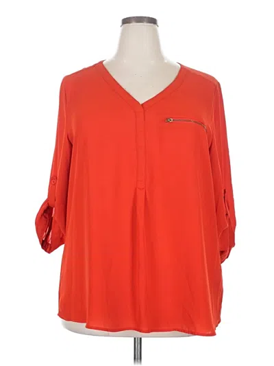 Pre-owned Roz & Ali 3/4 Sleeve Blouse In Orange