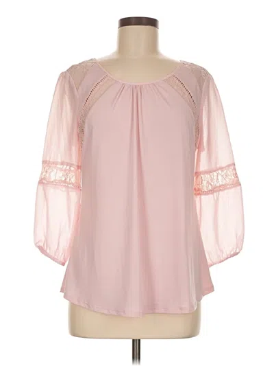 Pre-owned Roz & Ali 3/4 Sleeve Blouse In Pink