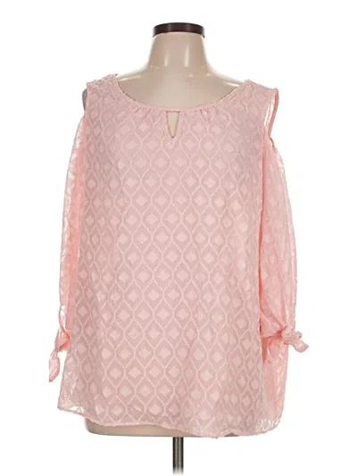 Pre-owned Roz & Ali 3/4 Sleeve Blouse In Pink