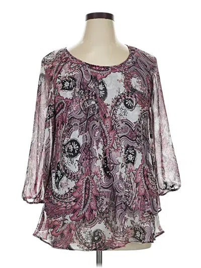 Pre-owned Roz & Ali 3/4 Sleeve Blouse In Purple