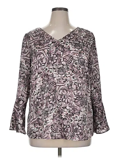 Pre-owned Roz & Ali 3/4 Sleeve Blouse In Purple